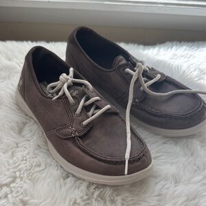 Women's Sketchers Classic Brown Boat Moccasins